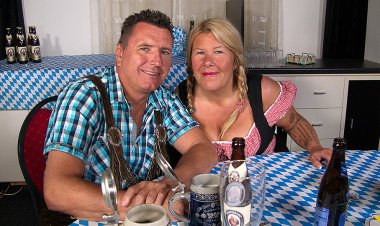 Big breasted mature waitress fucking at the Oktoberfest