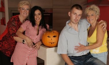 Three Old And Young Lesbians Do Each Other And Get Some Cock As Well