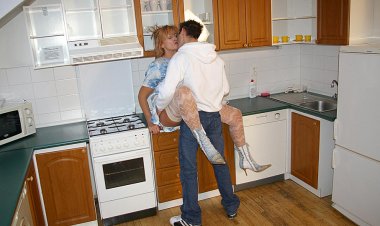 Horny Housewife Fucking in Her Kitchen