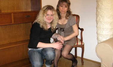 Naughty Blonde Babe Doing A Mature Lesbian