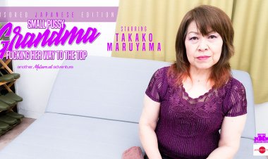 Japanese small pussy grandma fucking her way to the top