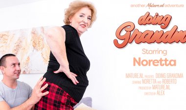 70 year old grandma Noretta gets fucked by a young guy