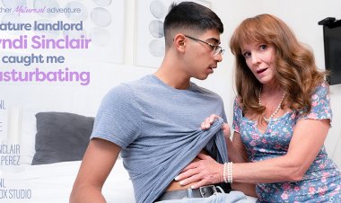 Mature landlord Cyndi Sinclair caught me masturbating, and she loves anal sex
