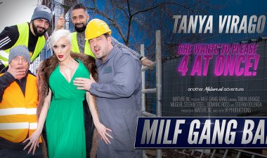 Hot big breasted Milf Tanya Virago is the center of a good hard Gang Bang