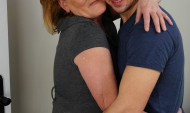 Naughty mature lady having sex with her younger lover