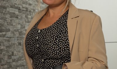 Big breasted housewife getting ready to play alone