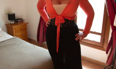 Naughty big breasted Melody Charm pleasing herself at her hotelroom