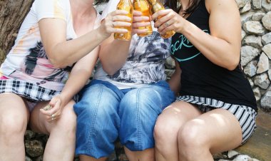 Three naughty old and young lesbians make it wild outdoors