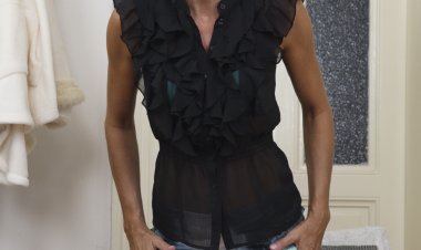 Horny blonde housewife playing with herself