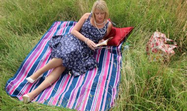 Naughty British housewife Amy fucking in an open field