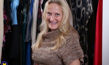 Naughty American mature lady playing with her pussy