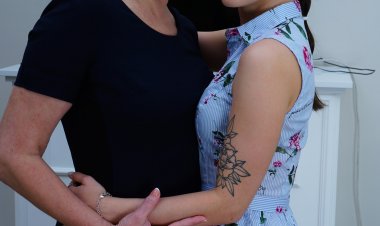 Two naughty old and young lesbians playing in bed