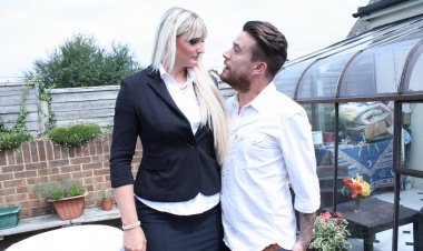 Tall British housewife having fun with her younger lover