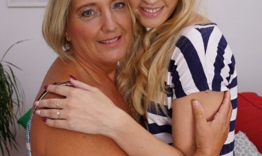 Naughty old and young lesbians make out in bed