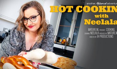 Kitchen time with mature Neelala while she's getting hot and steamy