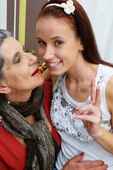 Hot teeny babe doing a naughty mature lesbian