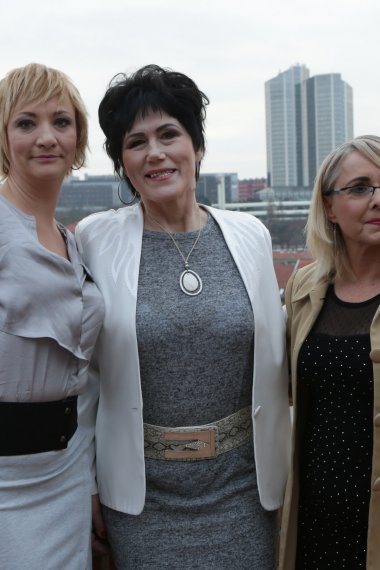 Three mature ladies catching  a guy watching porn and join in