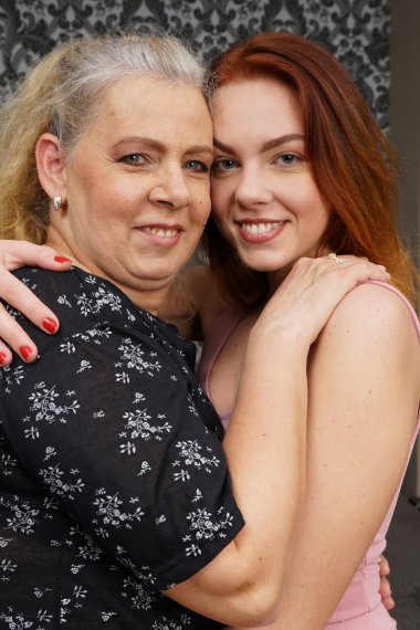 Hairy teeny babe doing a naughty mature lesbian