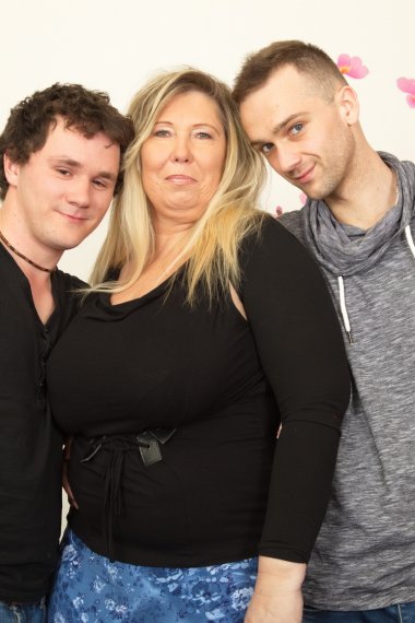 Big breasted BBW taking on two hard cocks