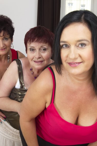 Three naughty housewives sharing a horny dude