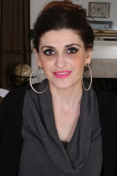 hairy American housewife playing with her toys