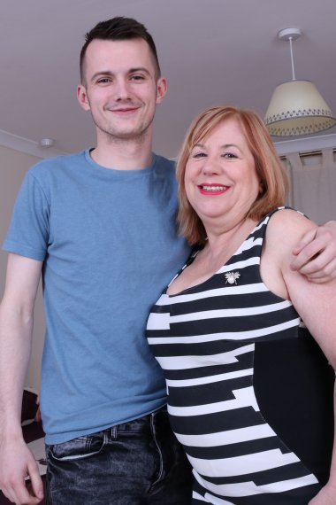 Naughty curvy mature lady playing with her toy boy