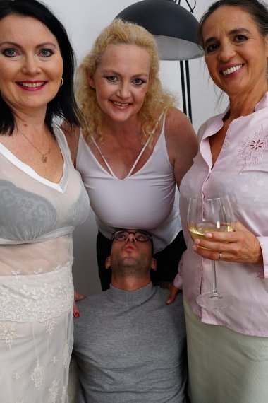 Three horny mature sluts share one lucky guy with a hard cock at Mature-nl.eu